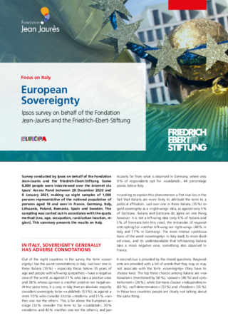 European sovereignty : Focus on Italy